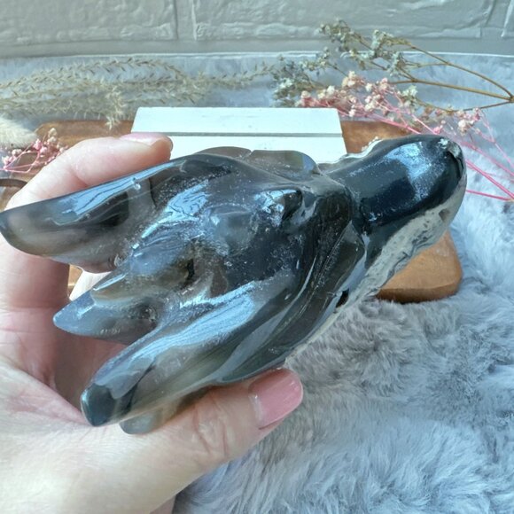Gorgeous Volcano Agate Dragon Head/Skull Carving - Picture 4 of 7
